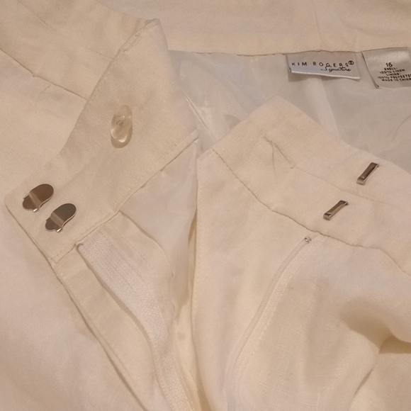Kim Rogers Cream Chinos Lightweight Classic Style 100,% Linen - Picture 4 of 5